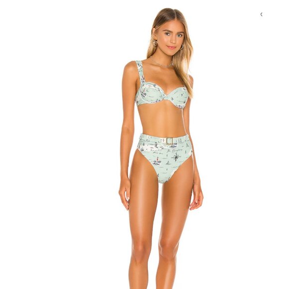 NEW $95 We Wore What Claudia Bikini Top Size Large Hamptons Map - Picture 7 of 9